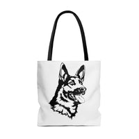 German Shepherd Tote Bag, 3 Sizes, Double Sided Print, Polyester, Boxed Corners, Black Lining, Cotton Handles, FREE Shipping, Made in USA!!