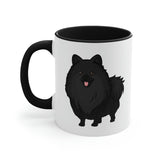 Black Pomeranian Accent Coffee Mug, 11oz, 5 Accent Colors, C-Handle, FREE Shipping, Made in USA!!