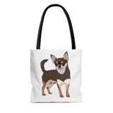 Chihuahua Tote Bag, 3 Sizes, 100% Polyester, Boxed Corners, Black Cotton Handles, Made in USA, FREE Shipping!!