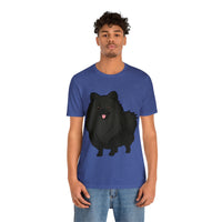 Black Pomeranian Unisex Jersey Short Sleeve Tee, S - 3XL, 16 Colors, Cotton, Light Fabric, FREE Shipping, Made in USA!!