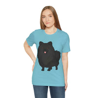 Black Pomeranian Unisex Jersey Short Sleeve Tee, S - 3XL, 16 Colors, Cotton, Light Fabric, FREE Shipping, Made in USA!!