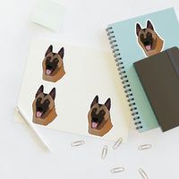 Belgian Malinois Sticker Sheets, 2 Image Sizes, 3 Image Surfaces, Water Resistant Vinyl, FREE Shipping, Made in USA!!