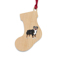 Australian Shepherd Wooden Ornaments, 6 Shapes, Solid Wood, Magnetic Back, Includes Red Ribbon, FREE Shipping, Made in USA!!