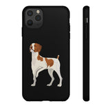 Brittany Dog Tough Cell Phone Cases, Dual Layer Case, Impact Resistant Outer Shell, Clear, Open Ports, Samsung & iPhone, Made in the USA!!