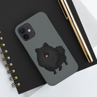 Black Pomeranian Tough Phone Cases, Case-Mate, iPhone, Impact Resistant, Glossy Finish, Wireless Charging, FREE Shipping, Made in USA!!