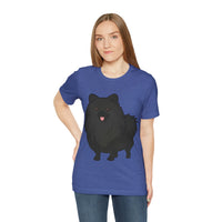 Black Pomeranian Unisex Jersey Short Sleeve Tee, S - 3XL, 16 Colors, Cotton, Light Fabric, FREE Shipping, Made in USA!!