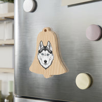 Siberian Husky Wooden Ornaments, 6 Shapes, Solid Wood, Magnetic Back, Red Ribbon Included, FREE Shipping, Made in USA!!