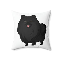 Black Pomeranian Spun Polyester Square Pillow, 3 Sizes, Polyester, Double Sided Print, Free Shipping, Made in USA!!