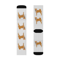 Shiba Inu Sublimation Socks, 3 Sizes, Polyester/Spandex, FREE  Shipping, Made in USA!!