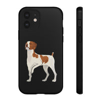 Brittany Dog Tough Cell Phone Cases, Dual Layer Case, Impact Resistant Outer Shell, Clear, Open Ports, Samsung & iPhone, Made in the USA!!