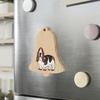 Basset Hound Wooden Ornaments, 6 Shapes, Magnetic Back, Red Ribbon, FREE Shipping, Made in USA!!