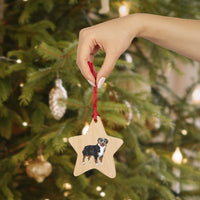 Australian Shepherd Wooden Ornaments, 6 Shapes, Solid Wood, Magnetic Back, Includes Red Ribbon, FREE Shipping, Made in USA!!