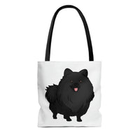 Black Pomeranian Tote Bag, 3 Sizes, Polyester, Boxed Corners, Cotton Handles, FREE Shipping, Made in USA!!