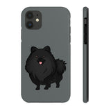 Black Pomeranian Tough Phone Cases, Case-Mate, iPhone, Impact Resistant, Glossy Finish, Wireless Charging, FREE Shipping, Made in USA!!