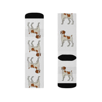 Brittany Dog Sublimation Socks, 3 Sizes, FREE Shipping, Made in USA!!