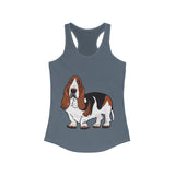 Basset Hound Women's Ideal Racerback Tank, XS - 2XL, 15 Colors, Cotton & Polyester, Free Shipping, Made In Usa!!