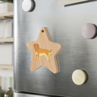 Golden Retriever Wooden Ornaments, 6 Shapes, Solid Wood, Magnetic Back, Comes with Red Ribbon, FREE Shipping, Made in USA!!