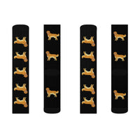 Golden Retriever Sublimation Socks, 3 Sizes, Polyester/Spandex, Ribbed Tube, Cushioned Bottoms, FREE Shipping, Made in USA!!