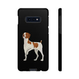 Brittany Dog Tough Cell Phone Cases, Dual Layer Case, Impact Resistant Outer Shell, Clear, Open Ports, Samsung & iPhone, Made in the USA!!