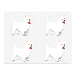 West Highland White Terrier Sticker Sheets, Water Resistant Vinyl, Indoor, One Sheet Per Listing, FREE Shipping, Made in USA!!