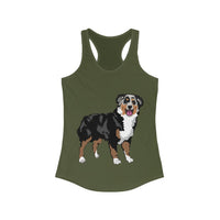 Australian Shepherd Women's Ideal Racerback Tank, XS-2XL, 15 Colors, Slim Fit, Extra LIght Fabric, FREE Shipping, Made in USA!!