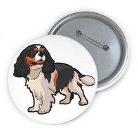 Tricolor Cavalier King Charles Spaniel Custom Pin Buttons