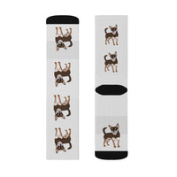 Chihuahua Sublimation Socks, Polyester & Spandex, 3 Sizes, FREE Shipping, Made in the USA!!