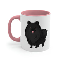 Black Pomeranian Accent Coffee Mug, 11oz, 5 Accent Colors, C-Handle, FREE Shipping, Made in USA!!