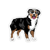 Australian Shepherd Kiss-Cut Stickers, 4 Sizes, Indoor/Outdoor Use, White or Transparent, FREE Shipping, Made in USA!!