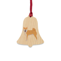 Shiba Inu Wooden Ornaments, 6 Shapes, Solid Wood, Magnetic Back, Comes with Red Ribbon, FREE Shipping, Made in USA!!