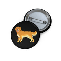 Golden Retriever Custom Pin Buttons, 3 Sizes, Safety Pin Backing, Metal, Lightweight, Durable, FREE Shipping, Made in USA!!