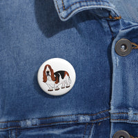 Basset Hound Custom Pin Buttons, 3 Sizes, Safety Pin Backing, FREE Shipping, Made in USA!!