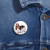 Basset Hound Custom Pin Buttons, 3 Sizes, Safety Pin Backing, FREE Shipping, Made in USA!!