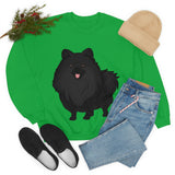 Black Pomeranian Unisex Heavy Blend™ Crewneck Sweatshirt, S - 3XL; 4 Colors; Cotton/Polyester; Medium Heavy Fabric; FREE Shipping; Made in USA!!