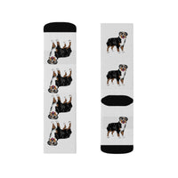 Australian Shepherd Sublimation Socks, 3 Sizes, 60% Polyester, Ribbed Tube, Cushioned Bottoms, FREE Shipping, Made in USA!!