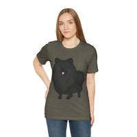 Black Pomeranian Unisex Jersey Short Sleeve Tee, S - 3XL, 16 Colors, Cotton, Light Fabric, FREE Shipping, Made in USA!!