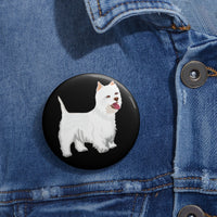 West Highland White Terrier Custom Pin Buttons, 3 Sizes, Safety Pin Backing, FREE Shipping, Made in USA!!