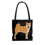 Shiba Inu Tote Bag, 3 Sizes, Polyester, Boxed Corners, Black Cotton Handles,