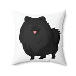 Black Pomeranian Spun Polyester Square Pillow, 3 Sizes, Polyester, Double Sided Print, Free Shipping, Made in USA!!