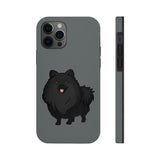 Black Pomeranian Tough Phone Cases, Case-Mate, iPhone, Impact Resistant, Glossy Finish, Wireless Charging, FREE Shipping, Made in USA!!