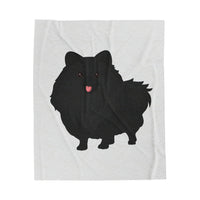 Black Pomeranian Velveteen Plush Blanket, 3 Sizes, Polyester, FREE Shipping, Made in USA!!