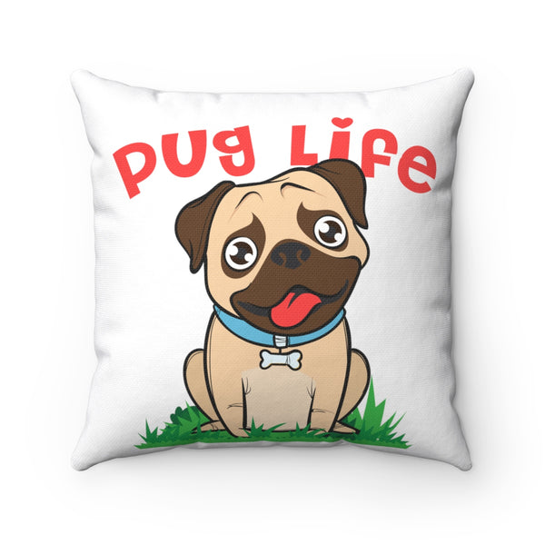 Pug Spun Polyester Square Pillow, FREE Shipping