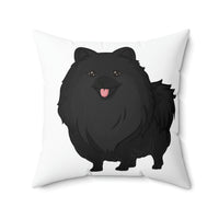 Black Pomeranian Spun Polyester Square Pillow, 3 Sizes, Polyester, Double Sided Print, Free Shipping, Made in USA!!