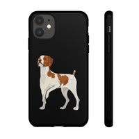 Brittany Dog Tough Cell Phone Cases, Dual Layer Case, Impact Resistant Outer Shell, Clear, Open Ports, Samsung & iPhone, Made in the USA!!