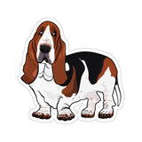 Basset Hound Kiss-Cut Stickers, 4 Sizes, White or Transparent, FREE Shipping, Made in USA!!