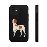 Brittany Dog Tough Cell Phone Cases, Dual Layer Case, Impact Resistant Outer Shell, Clear, Open Ports, Samsung & iPhone, Made in the USA!!