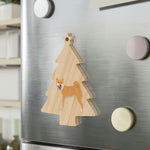 Shiba Inu Wooden Ornaments, 6 Shapes, Solid Wood, Magnetic Back, Comes with Red Ribbon, FREE Shipping, Made in USA!!