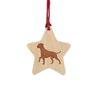 Rhodesian Ridgeback Wooden Ornaments, 6 Shapes, Solid Wood, Magnetic Back, Comes with Red Ribbon, FREE Shipping, Made in USA!!