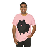 Black Pomeranian Unisex Jersey Short Sleeve Tee, S - 3XL, 16 Colors, Cotton, Light Fabric, FREE Shipping, Made in USA!!