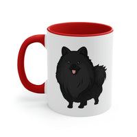 Black Pomeranian Accent Coffee Mug, 11oz, 5 Accent Colors, C-Handle, FREE Shipping, Made in USA!!